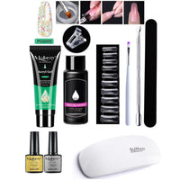HKM-861459 7-Piece UV/LED Nail Art Crystal Extender Set - 12 Color Resin Nail Polish, 1.5ml Each
