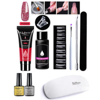 HKM-861459 7-Piece UV/LED Nail Art Crystal Extender Set - 12 Color Resin Nail Polish, 1.5ml Each