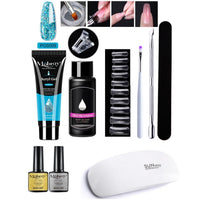HKM-861459 7-Piece UV/LED Nail Art Crystal Extender Set - 12 Color Resin Nail Polish, 1.5ml Each