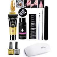 HKM-861459 7-Piece UV/LED Nail Art Crystal Extender Set - 12 Color Resin Nail Polish, 1.5ml Each