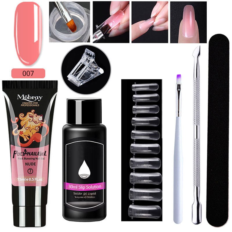 HKM-861459 7-Piece UV/LED Nail Art Crystal Extender Set - 12 Color Resin Nail Polish, 1.5ml Each