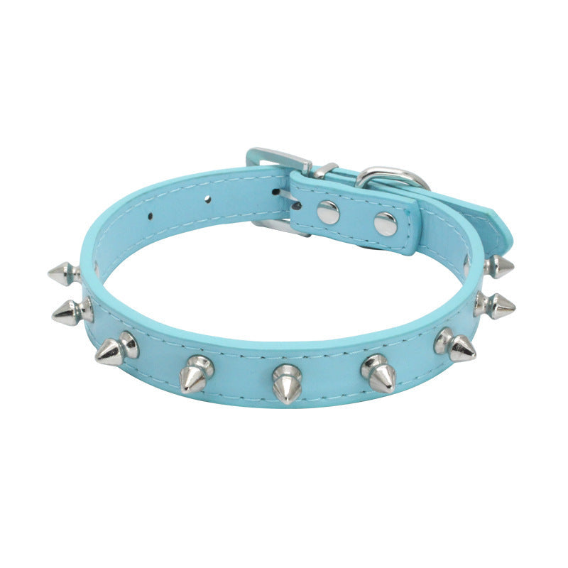 HKM-119059 Durable Anti-Bite Rivet Dog Collar and Leash for Small and Medium Dogs - Multiple Colors Available
