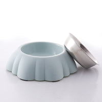 HKM-062035 Stylish Pet Bowl with Stainless Steel Inner and Eco-Friendly Plastic Outer - 21.5cm in Pink, Green, or Blue