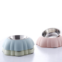 HKM-062035 Stylish Pet Bowl with Stainless Steel Inner and Eco-Friendly Plastic Outer - 21.5cm in Pink, Green, or Blue