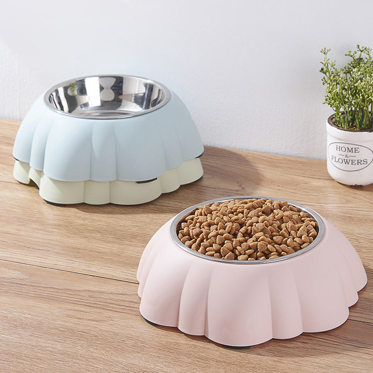 HKM-062035 Stylish Pet Bowl with Stainless Steel Inner and Eco-Friendly Plastic Outer - 21.5cm in Pink, Green, or Blue