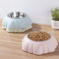 HKM-062035 Stylish Pet Bowl with Stainless Steel Inner and Eco-Friendly Plastic Outer - 21.5cm in Pink, Green, or Blue