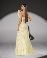 HKM-317971 Elegant Yellow Evening Gown for Women - Style EZ25115