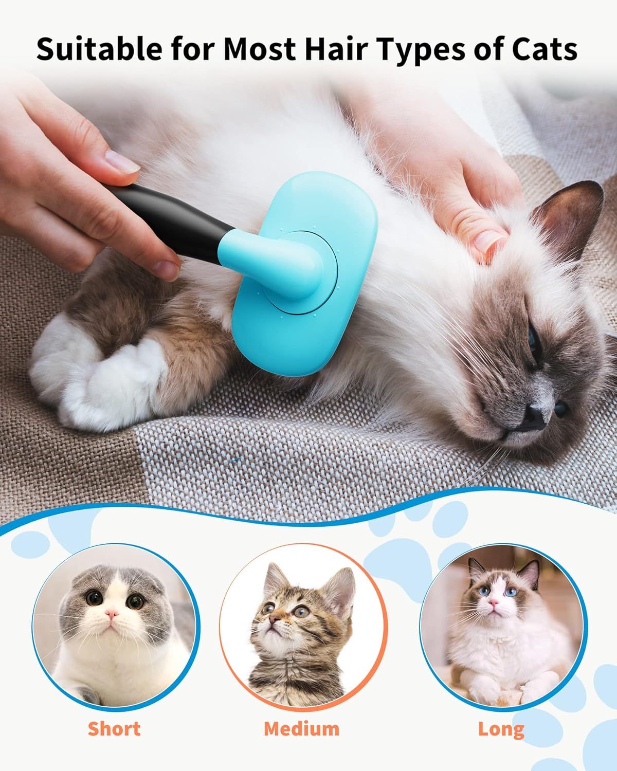 HKM-491219 Pet Grooming Brush for Dogs and Cats - Rotatable Slicker Brush with Stainless Steel Bristles and Rubber Handle for Efficient Shedding Control and Matt Removal