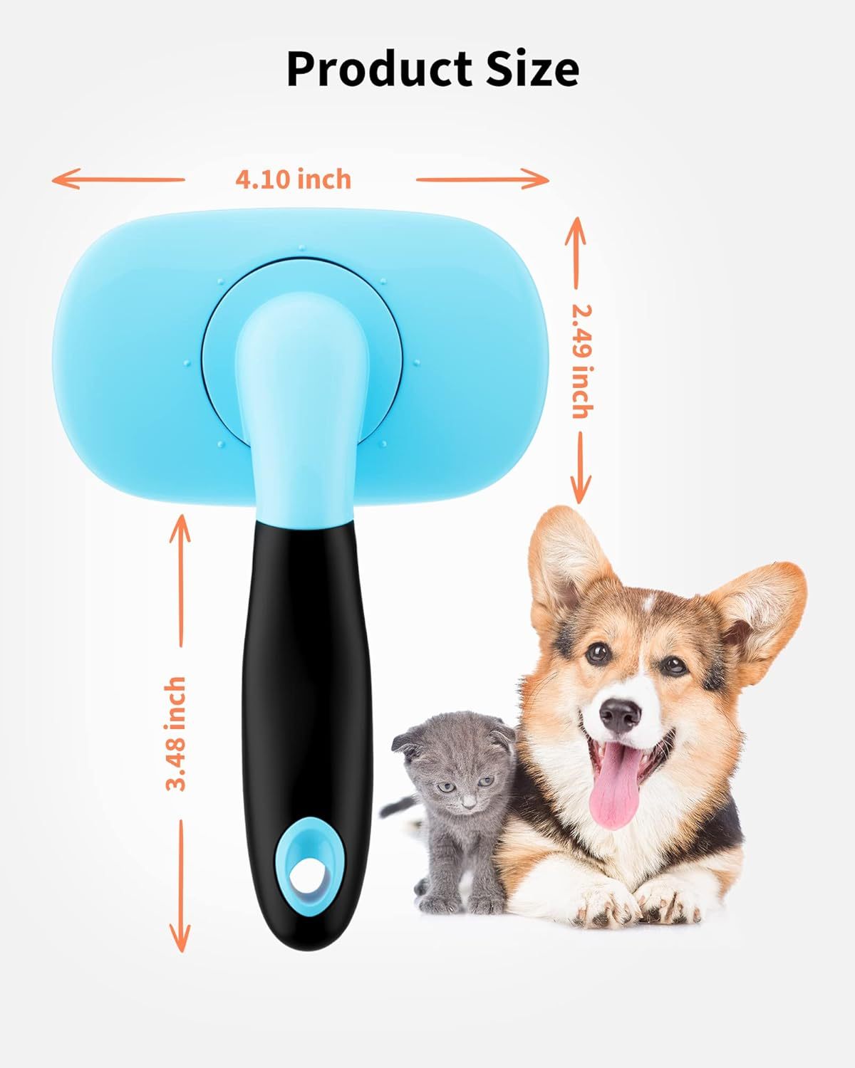 HKM-491219 Pet Grooming Brush for Dogs and Cats - Rotatable Slicker Brush with Stainless Steel Bristles and Rubber Handle for Efficient Shedding Control and Matt Removal