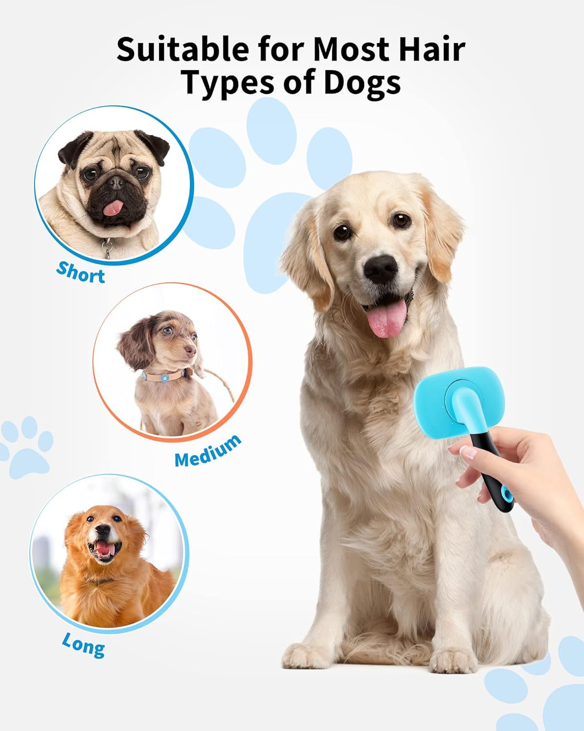 HKM-491219 Pet Grooming Brush for Dogs and Cats - Rotatable Slicker Brush with Stainless Steel Bristles and Rubber Handle for Efficient Shedding Control and Matt Removal
