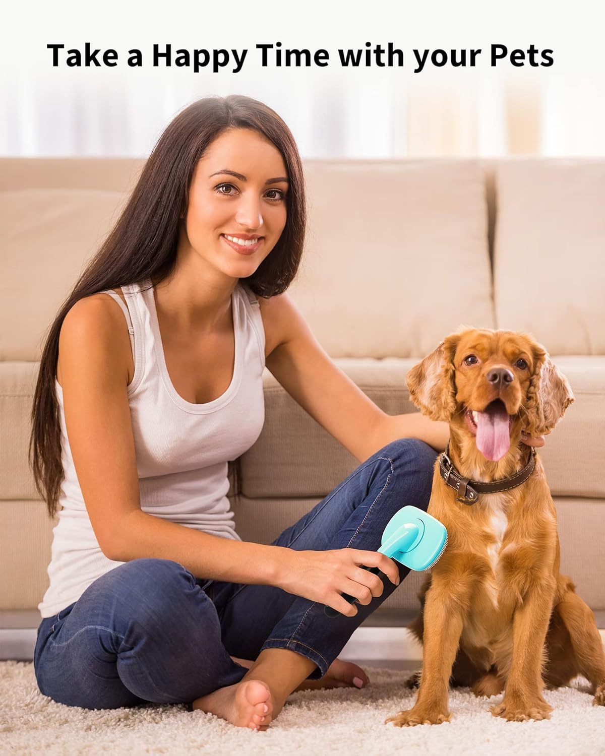 HKM-491219 Pet Grooming Brush for Dogs and Cats - Rotatable Slicker Brush with Stainless Steel Bristles and Rubber Handle for Efficient Shedding Control and Matt Removal