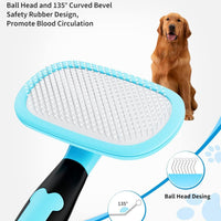 HKM-491219 Pet Grooming Brush for Dogs and Cats - Rotatable Slicker Brush with Stainless Steel Bristles and Rubber Handle for Efficient Shedding Control and Matt Removal