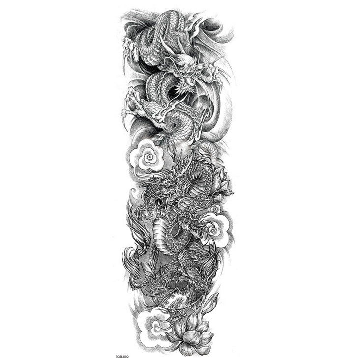 HKM-121299 Waterproof Full Arm Tattoo Sticker - 480*170mm Water Transfer Design