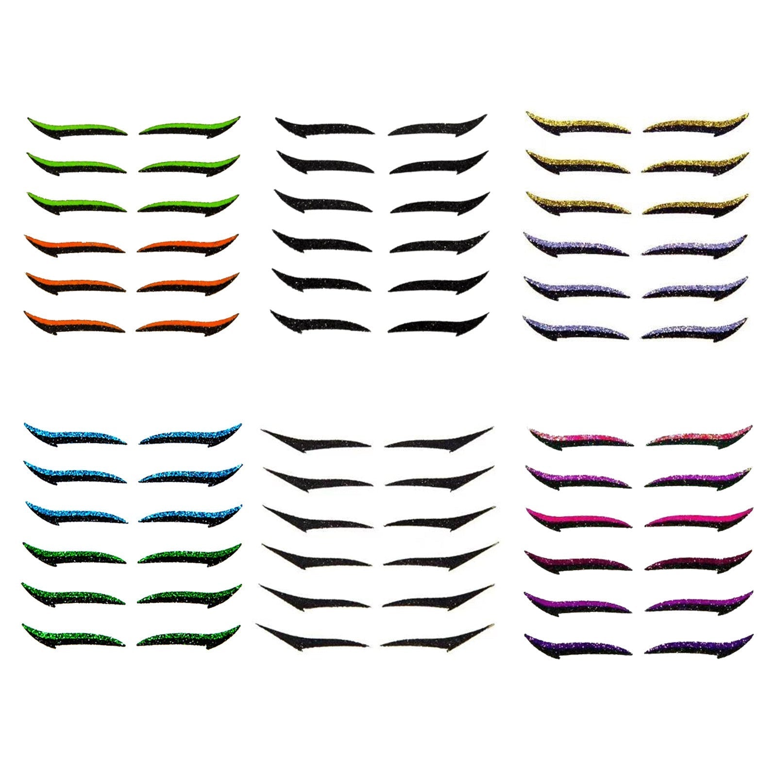 HKM-966099 Natural Eyeliner Stickers - 6 Pairs (12 Stickers) for Effortless Eye Makeup