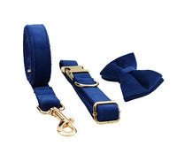 HKM-558867 Velvet Pet Collar and Leash Set with Bow Tie - Adjustable Sizes XS to XL