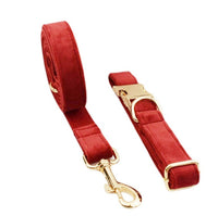 HKM-558867 Velvet Pet Collar and Leash Set with Bow Tie - Adjustable Sizes XS to XL