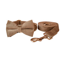 HKM-558867 Velvet Pet Collar and Leash Set with Bow Tie - Adjustable Sizes XS to XL