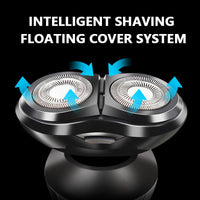 HKM-135379 3-in-1 Rechargeable Electric Rotary Shaver with Floating Cutting Heads for Comfortable Shaving