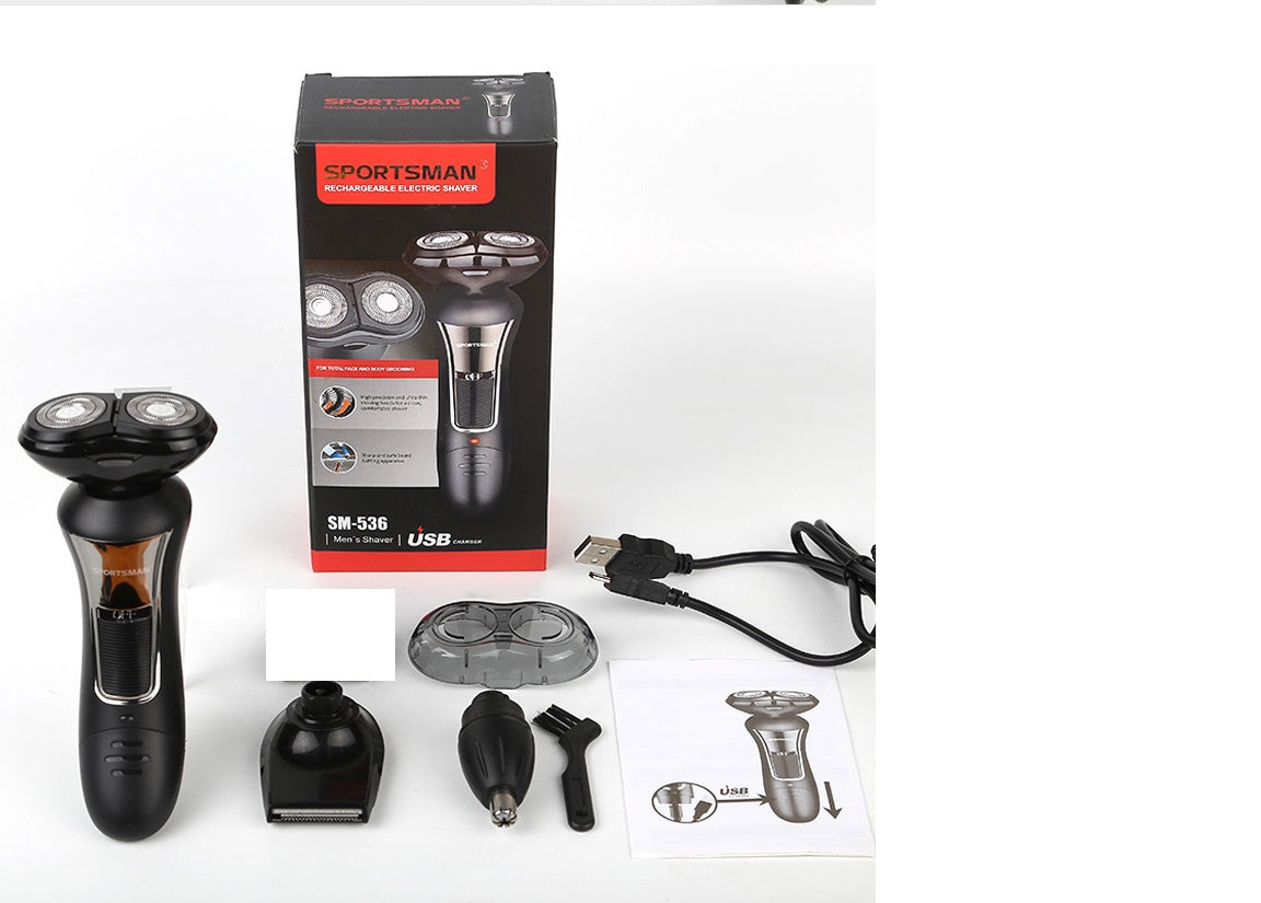 HKM-135379 3-in-1 Rechargeable Electric Rotary Shaver with Floating Cutting Heads for Comfortable Shaving