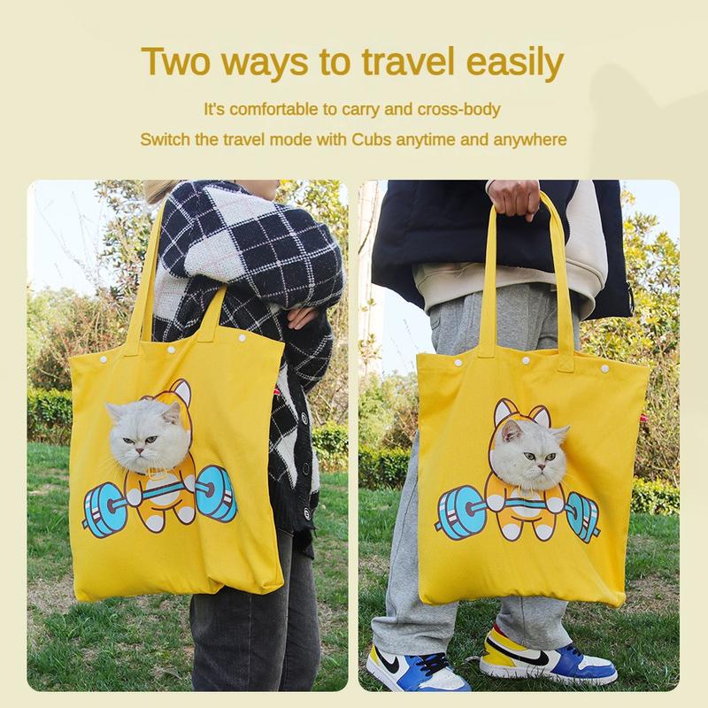 HKM-527059 Portable Canvas Pet Carrier Bag for Cats and Dogs with Exposed Head Design, Ideal for Outdoor Travel