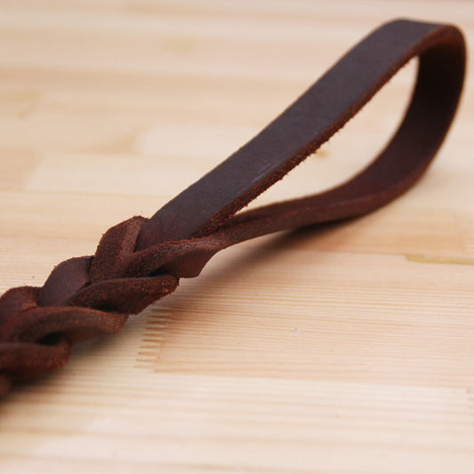 HKM-557715 Braided Real Leather Dog Leash for Medium and Large Dogs - 50cm Training Lead, Explosion-Proof Design