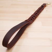 HKM-557715 Braided Real Leather Dog Leash for Medium and Large Dogs - 50cm Training Lead, Explosion-Proof Design