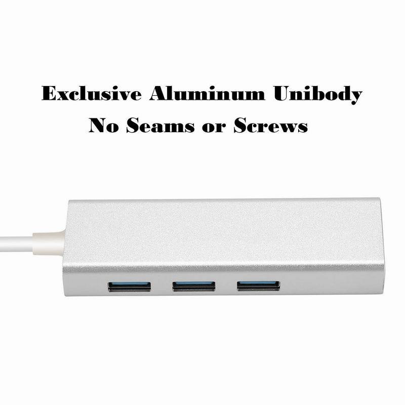 KTX-250643 USB 3.0 Gigabit Ethernet Adapter with 3-Port Hub for Mac, PC, and Chromebooks, 1000 Mbps Speed