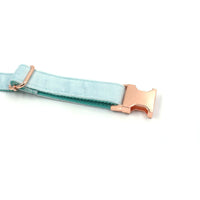 HKM-753491 Sapphire Velvet Pet Collar with Rose Gold Accents - Available in Multiple Sizes