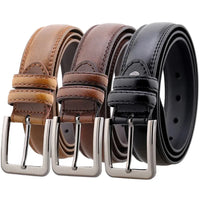 HKM-492179 Adjustable Casual Leather Belt with Pin Buckle for Men