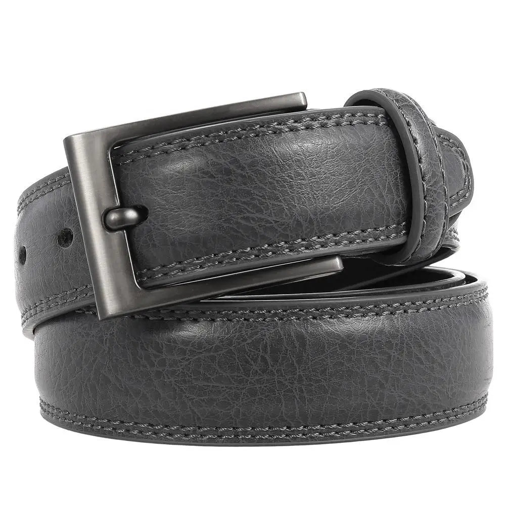 HKM-492179 Adjustable Casual Leather Belt with Pin Buckle for Men