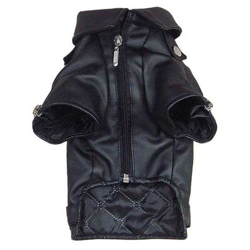 HKM-403283 Stylish PU Leather Dog Jacket for Autumn and Winter with Eagle Embroidery