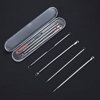HKM-790099 4-Piece Carbon Steel Acne Needle Set for Blackhead and Pimple Removal