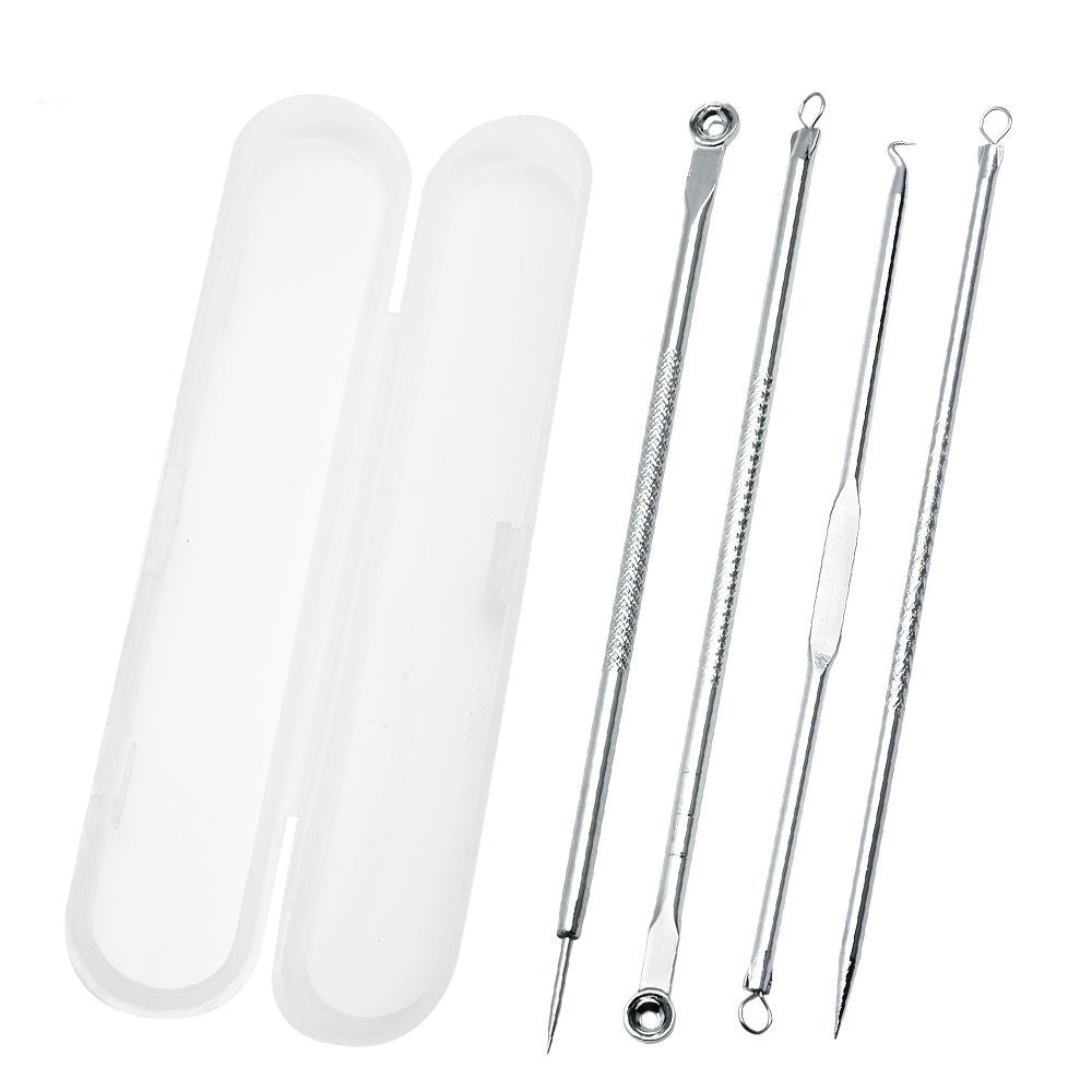 HKM-790099 4-Piece Carbon Steel Acne Needle Set for Blackhead and Pimple Removal