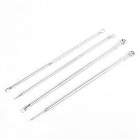 HKM-790099 4-Piece Carbon Steel Acne Needle Set for Blackhead and Pimple Removal