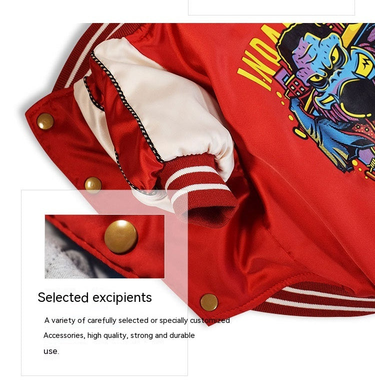 HKM-414163 Cotton-Padded Glossy Dog Jacket in Blue and Red ¨C Multiple Sizes Available