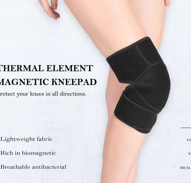 HKM-935315 Magnetic Knee Protector for Running, Cycling, and Card Games - Black Cloth Fabric