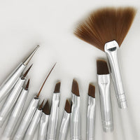 HKM-508755 Nail Supplies Painting Tool Set - 12 Carbon Steel Brushes for Nail Art and Design