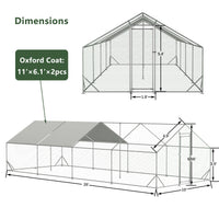 HKM-055443 Large Walk-in Chicken Coop with Galvanized Wire and Waterproof Cover for Poultry, Ducks, Rabbits, and Small Animals