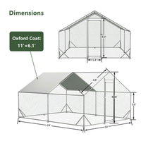 HKM-055443 Large Walk-in Chicken Coop with Galvanized Wire and Waterproof Cover for Poultry, Ducks, Rabbits, and Small Animals