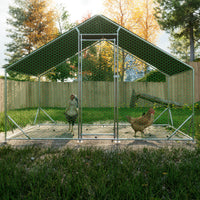 HKM-055443 Large Walk-in Chicken Coop with Galvanized Wire and Waterproof Cover for Poultry, Ducks, Rabbits, and Small Animals