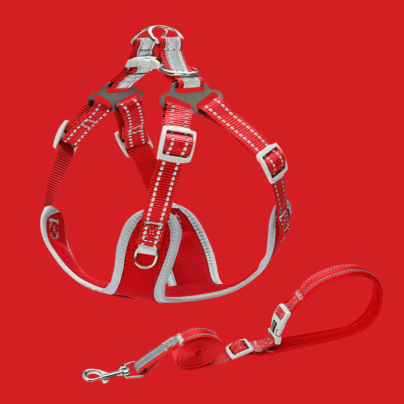 HKM-881107 Reflective Pet Vest Collar with Traction Rope for Small and Medium Dogs ¨C Comfortable, Durable, and Breathable Design