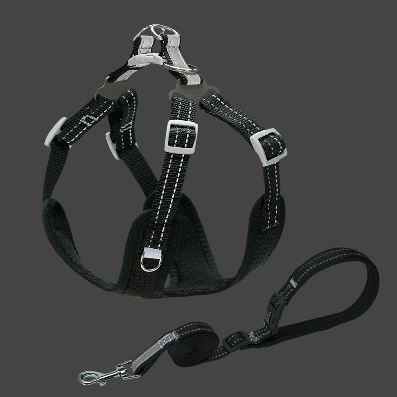 HKM-881107 Reflective Pet Vest Collar with Traction Rope for Small and Medium Dogs ¨C Comfortable, Durable, and Breathable Design