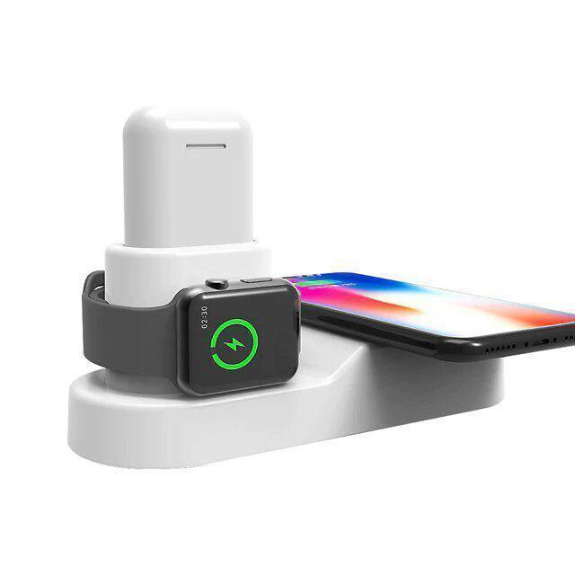 KTX-497555 3-in-1 Wireless Charger for Smartphones, Smartwatches, and Earbuds - Detachable and Rotatable Design