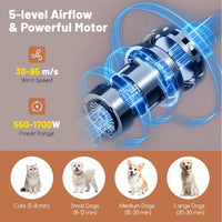 HKM-350099 Adjustable Dog and Cat Hair Blower with Negative Ion Technology and Smart LED Display