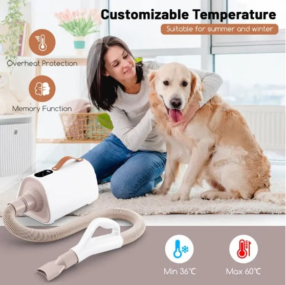 HKM-350099 Adjustable Dog and Cat Hair Blower with Negative Ion Technology and Smart LED Display