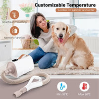 HKM-350099 Adjustable Dog and Cat Hair Blower with Negative Ion Technology and Smart LED Display