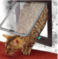 HKM-089235 4-Way Lockable Cat and Small Dog Flap Door with Anti-Draught Brush-Lined Edge