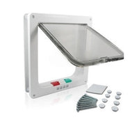 HKM-089235 4-Way Lockable Cat and Small Dog Flap Door with Anti-Draught Brush-Lined Edge
