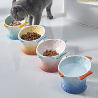 HKM-678227 Elevated Ceramic Cat Bowl – Fish Shape Design with 15° Tilt for Whisker Fatigue Relief and Easy Eating