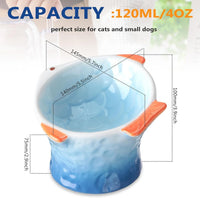 HKM-678227 Elevated Ceramic Cat Bowl – Fish Shape Design with 15° Tilt for Whisker Fatigue Relief and Easy Eating